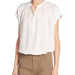 VINCE SHIRRED NECK WOMEN SILK BLOUSE SIZE XS